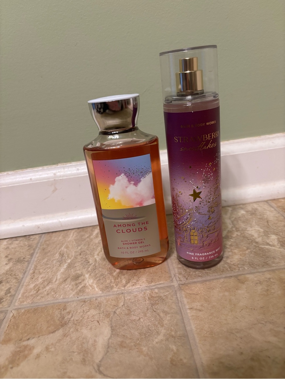 Unopened Bath & Body Works Pink Purple Body Mist & Orange Shower Gel Gift Set